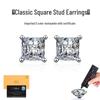 S925 Sterling Silver Princess Cut Moissanite Earrings with Four-Prong Setting for Women