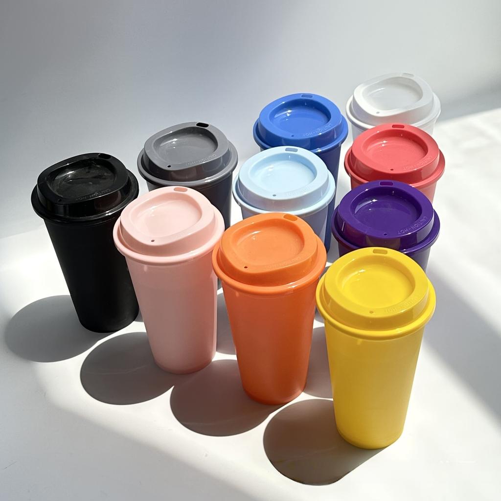16OZ Color Reusable Plastic Straw Cup Large Capacity Leakproof Travel Tumbler for Coffee Smoothie Home Birthday Party Takeaway