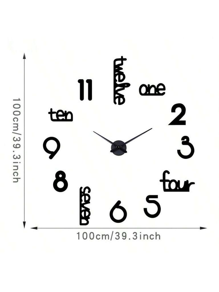 1PC living room decoration large wall clock, 3D decoration wall clock, decorative stickers home living room bedroom office wall