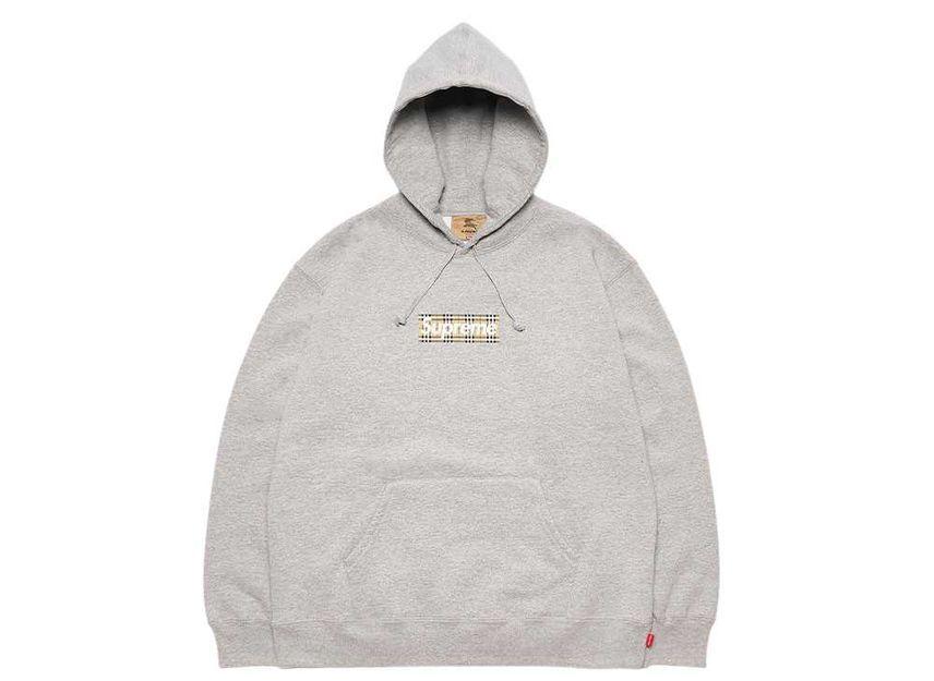 Supreme Burberry Kastes Logo Hūdijs Pelēks