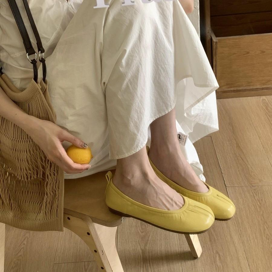 2025 spring and autumn new soft leather one-pedal flat-soled single shoes women's comfortable soft-soled small leather shoes simple square-headed gr