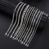 Simple Stylish Punk Hip-Hop Stainless Steel Cross Rhinestones Chain Bracelet Set for Men Women Vacation Date Casual Jewelry Gift
