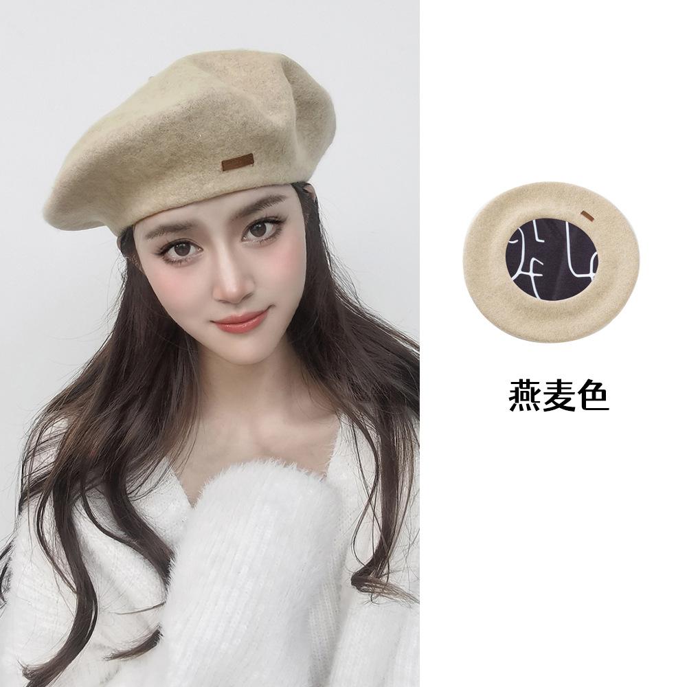 Große Größe 60 cm Wollbarett Wintermützen für Damen Warm halten Mode Malerhut Damen Einfarbige Boina Lässige Beanie Große Größe