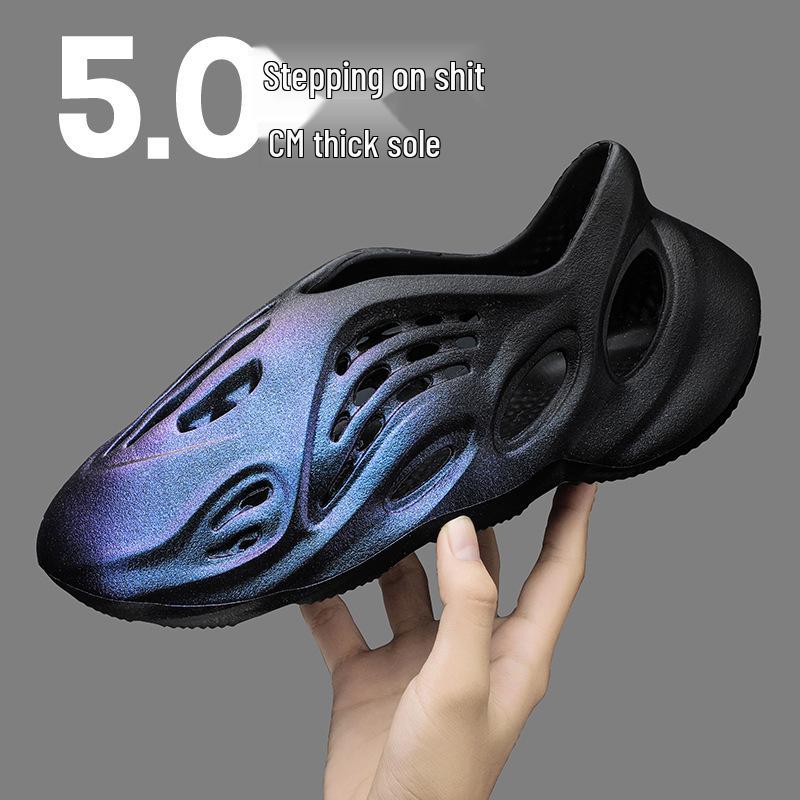 Men's Plus Size Gradient Coconut Hole Beach Sandals - Casual Summer Fashion Slippers