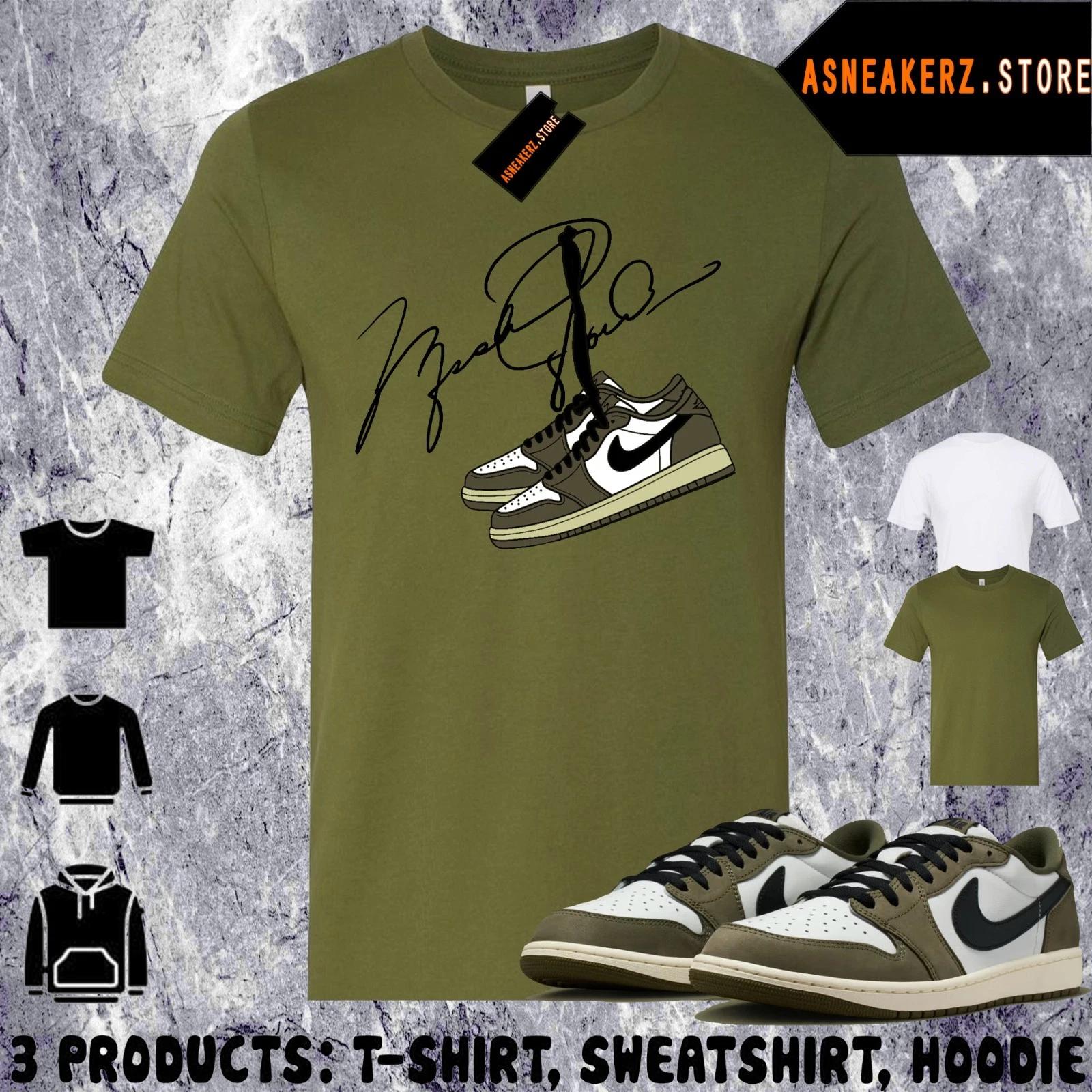 

Tee Shirt Matching AJ 1 Low OG Medium Olive 2026 To Match Sneaker MJ Shoelace 1s L