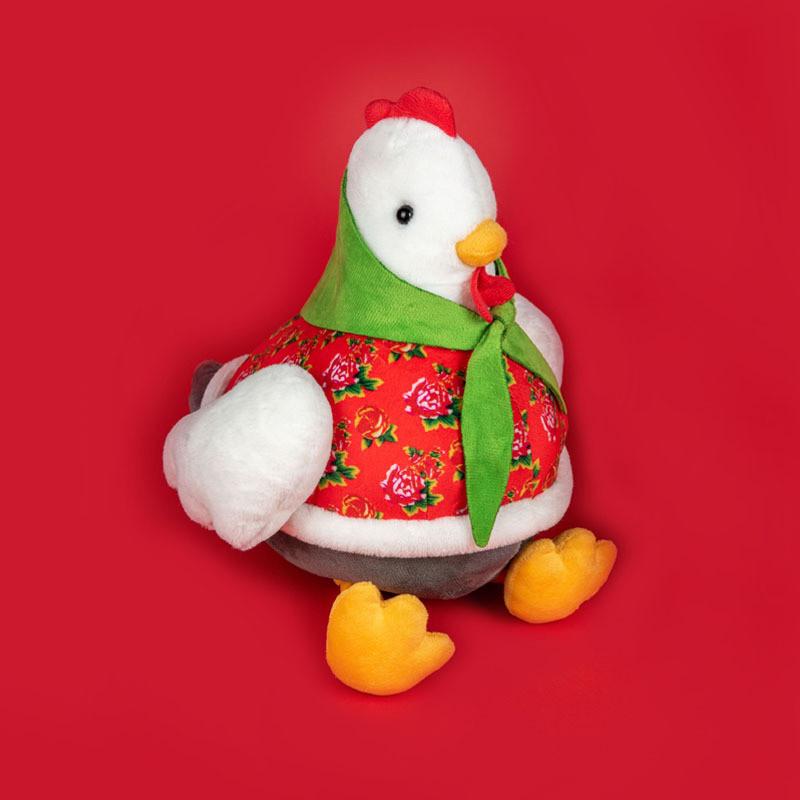 

Chicken Cartoon Creative Duck Plush With Flower Coat Headscarf Pillow Toy Chicken