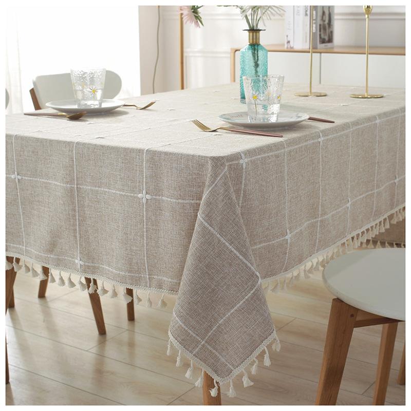 Jacquard Embroidery Imitation Cotton And Linen Fringed Tablecloth, Rectangular Coffee Table Dining Table Cloth, Cover Towel Lace
