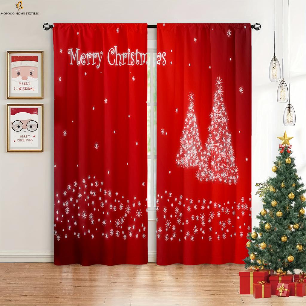 Tende Finestra Calzini di Natale Pupazzo di Neve Babbo Natale Stampate Tende Camera da Letto Soggiorno Decorazioni Festa di Capodanno Tende