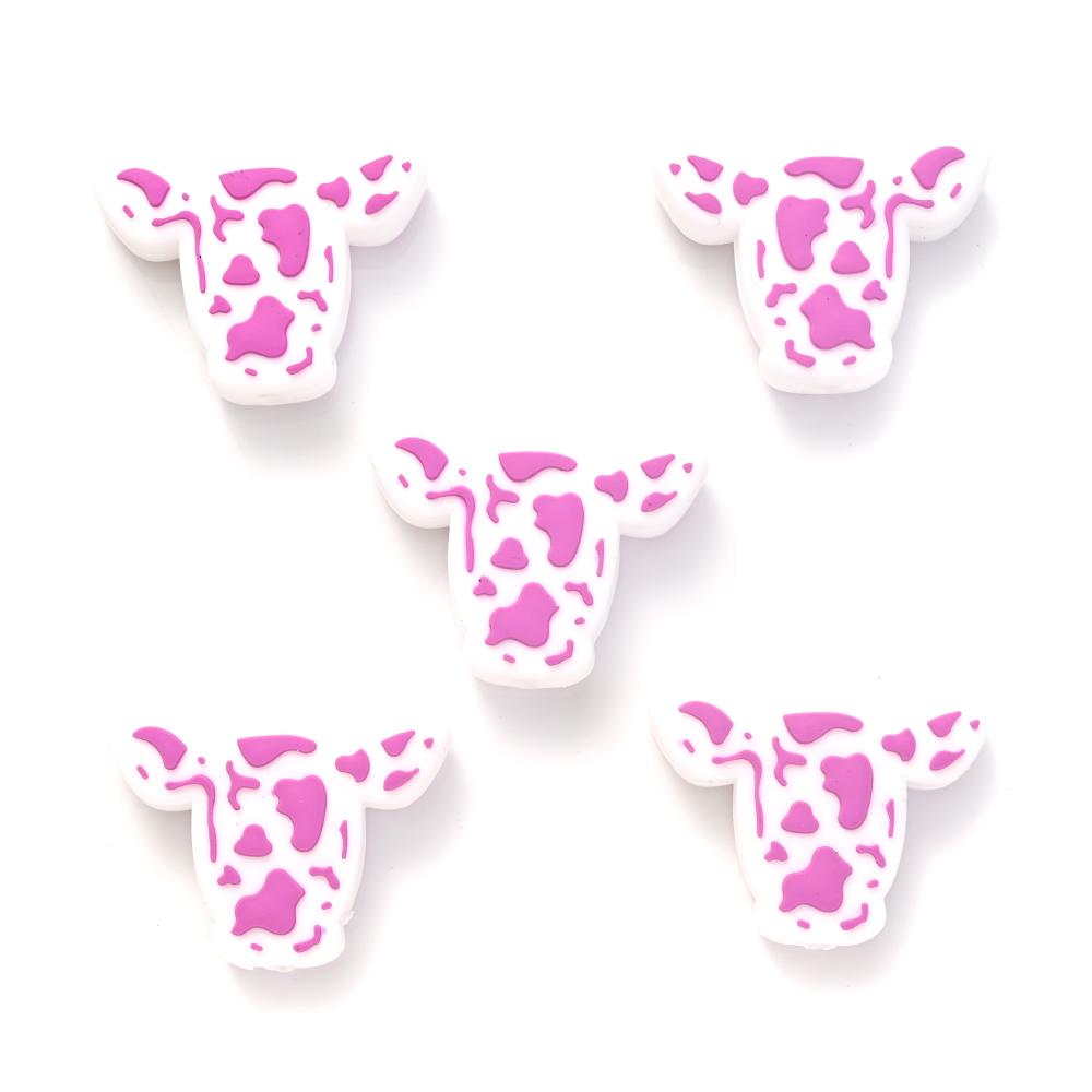 

10pcs Cartoon Silicone Animal Design Food Grade Focal Teether Beads Baby Chew Toy Teething Necklace DIY Nursing Jewelry Making