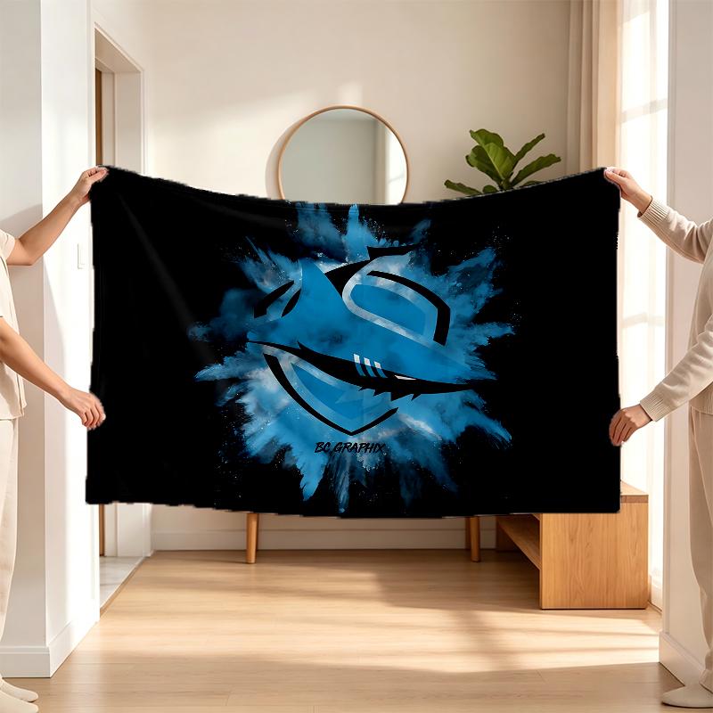 Cronulla Sutherland Sharks (1) Flannel blanket a soft accent for the bedroom and living room and a cozy home gift