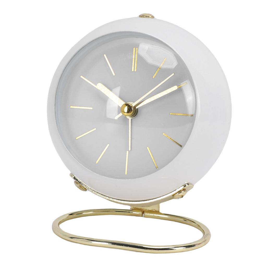 Small Desk Clock with Night Light Silent Non Ticking Battery Powered Analog Alarm Clock for Bedroom Kitchen Bedside Desktop