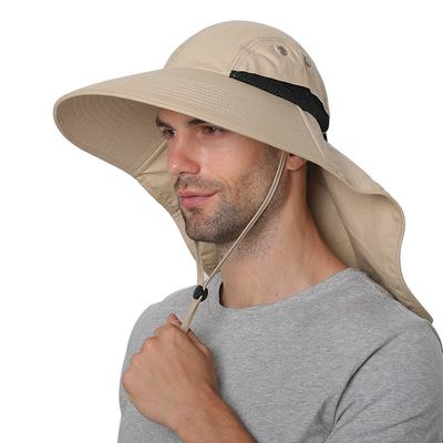 Chapeau de soleil d'été hommes femmes chapeau Boonie en coton avec rabat de cou Protection UV extérieure grand bord Large randonnée pêche Safari chapeau seau