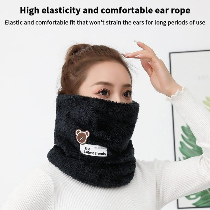 Solid Winter Warm Collor Ring Scarf Thickened Plush Windproof Neck Gaiter Cold-Proof Outdoor Skiing Running Men Women Muffler