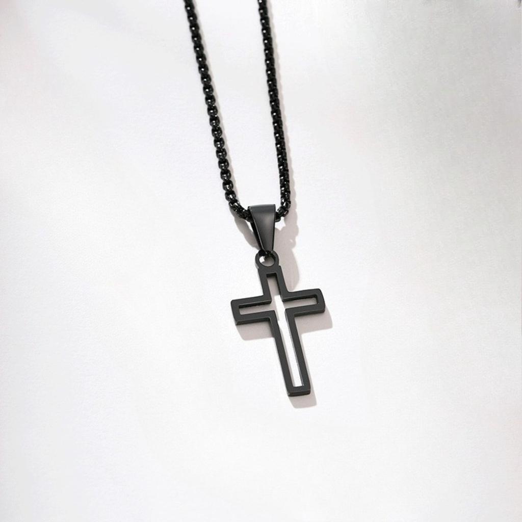Hollow Cross Pendant Necklace Minimalist Unisex Fashion Jewelry