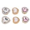 6Pcs Heart Rhinestone Button Covers Crystal Detachable Button Clips Decorative Clips Cufflink for Clothing