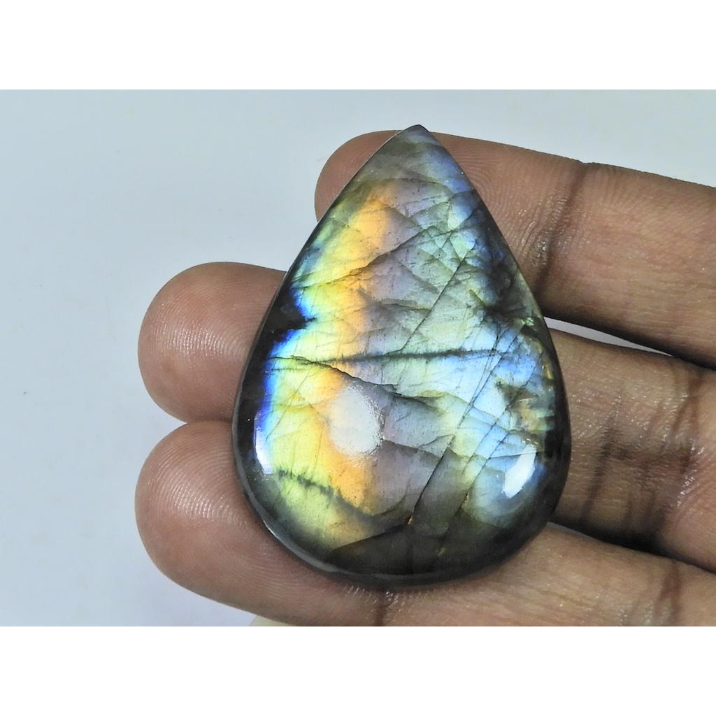 105Cts. Natural Purple Flash Labradorite Pear Cabochon Gemstone 32X46X08 MM B-314