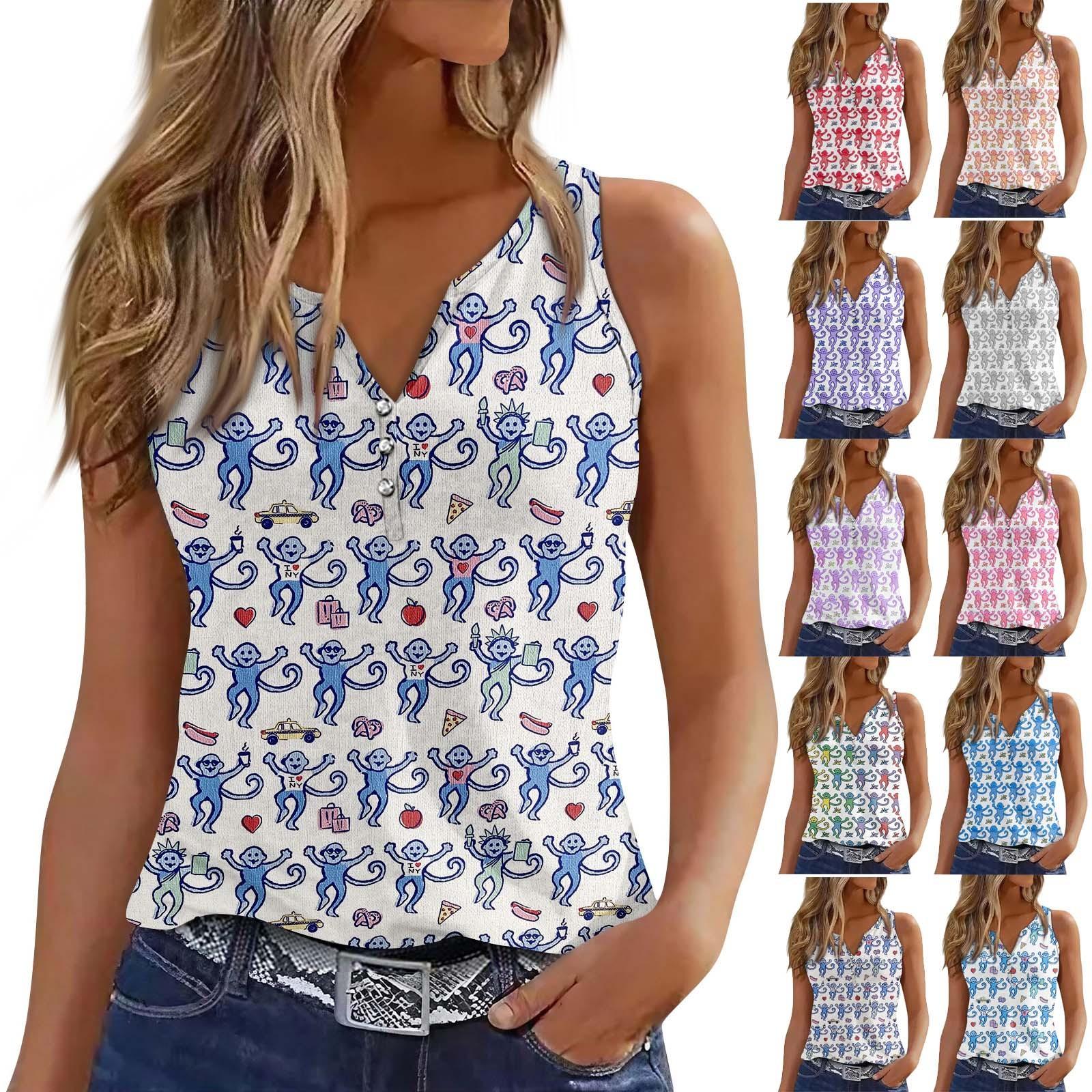 

Женская майка с V-образным вырезом, базовые повседневные летние летние топы без рукавов с глубоким боковым вырезом и принтом для женщин