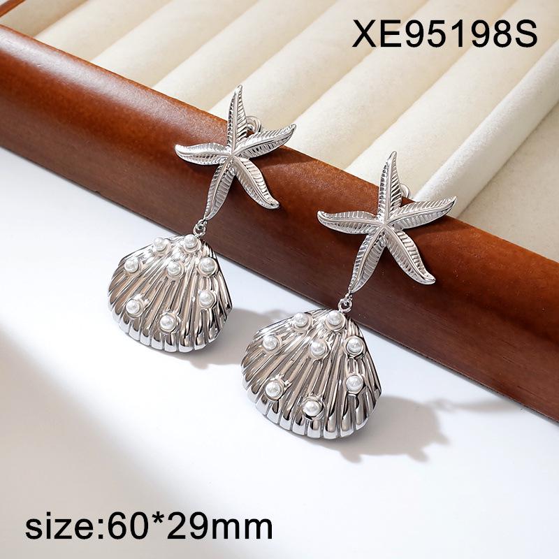 Holiday Starfish Pearl Earrings - 18K Gold Plated Titanium Steel Dangle for Women