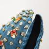 New Baroque Full Diamond Wide-Brim Hair Accessories High Quality Denim Fabric Diamond-Embedded Hand-Stitched Rabbit Headband