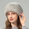 Mink Hair Hat Female Korean Version Winter New Rabbit Hair Blended Knitted Hat Temperament Headband Hat Showing Face Small Fur Hat