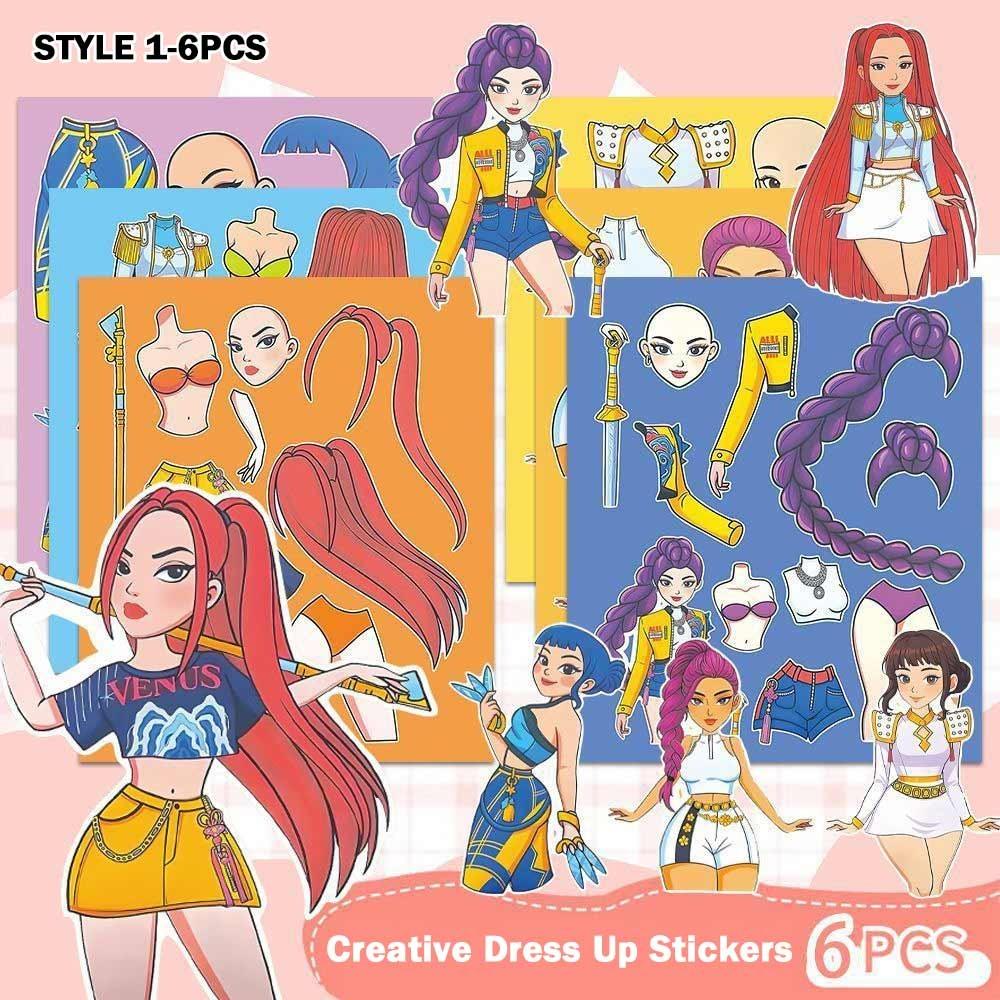 

Fun Toys Cosplay Stickers Art Stickers Cute Cartoon Collage Picture New Kawaii Dress Up Decals Style 1-6PCS