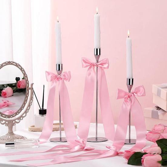 12 шт. Прикраси-бантики для свічників 13 дюймів Самоклеючий великий бант зі стрічки для свічника, подарункової упаковки, весільного столу, центральні елементи