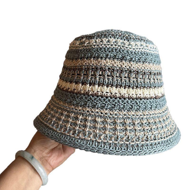 Women Wide Brim Woven Fisherman Hat With Polyester Material For Gift Summer