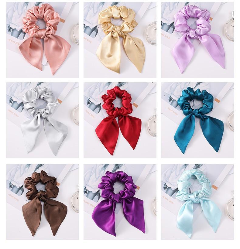 Hot Summer Mulberry Silk Hair Tie Large Satin Fabric Scrunchies Hair Band Woven Bow Hair Rope for Women