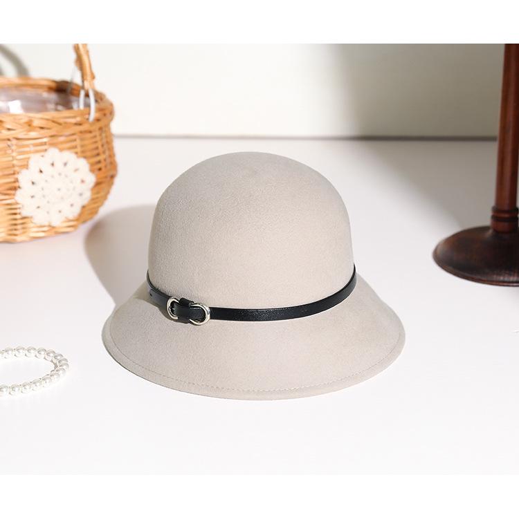 2025 Women's British Retro Wool Felt Hat: Autumn/Winter Fashion Belted Bucket Hat