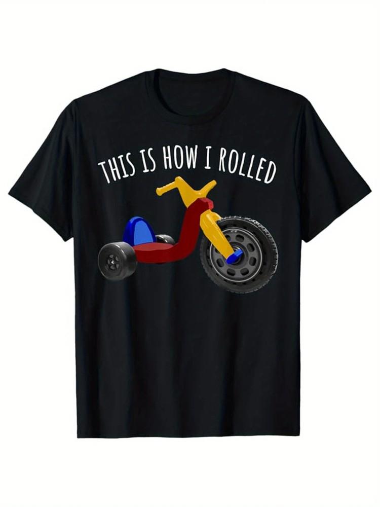 

Men039;s 1980s Vintage Graphic T-Shirt034;This Is How I Rolled034; Funny Scooter Desig Unisex T-Shirt L