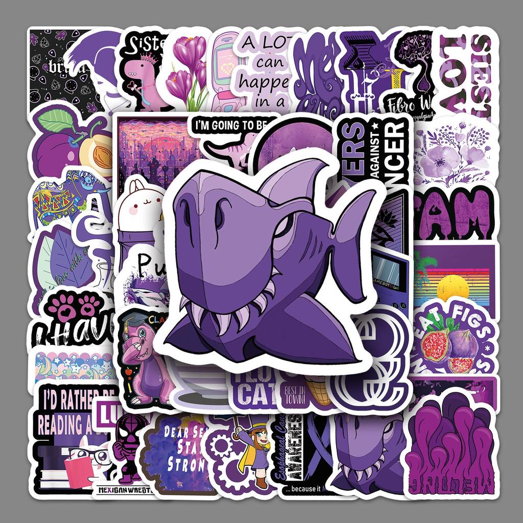 64 Unique Waterproof Purple Stickers for Scooters, Suitcases, Cars, and Phones