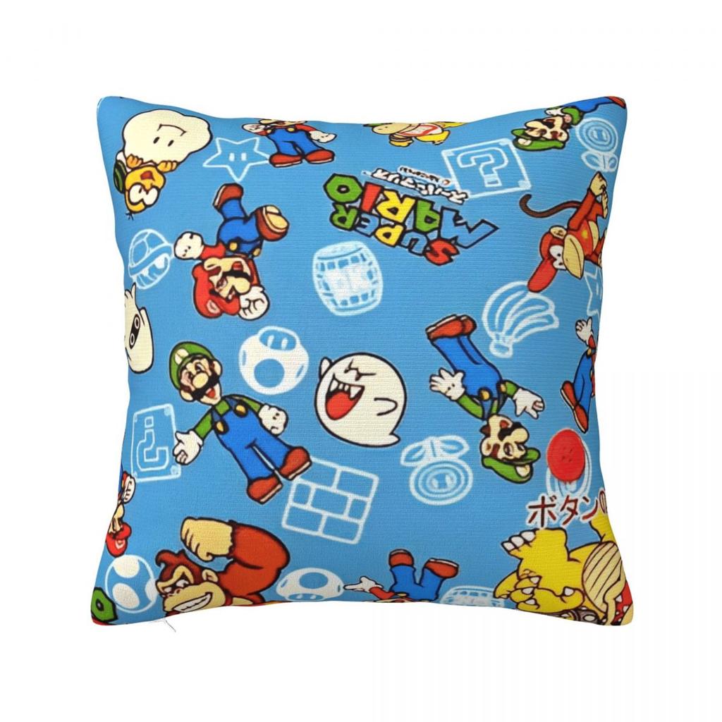 Marios Square Pillowcases Polyester Seat Luigi Mushroom Yoshi Cushion Cover Funny Pillow Cover 45*45