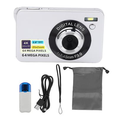 2.8in 4K 64MP HD Digital Camera 20X Zoom Autofocus Portable Vlogging Camera for Girls Boys Teenagers