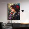 Beautiful Woman Floral Stained Glass Canvas Posters Canvas Print Art Painting Gothic Woman Flowers Wall Art Mural for Home Decor