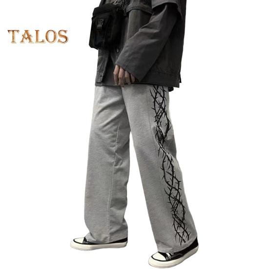 Pánské kalhoty Trn Potisk Široká noha Rovná Vysoký Street Styl Volný Retro Elastický pas Po celé délce Mladistvý teenager Cestování Outdoor Dlouhé kalhoty