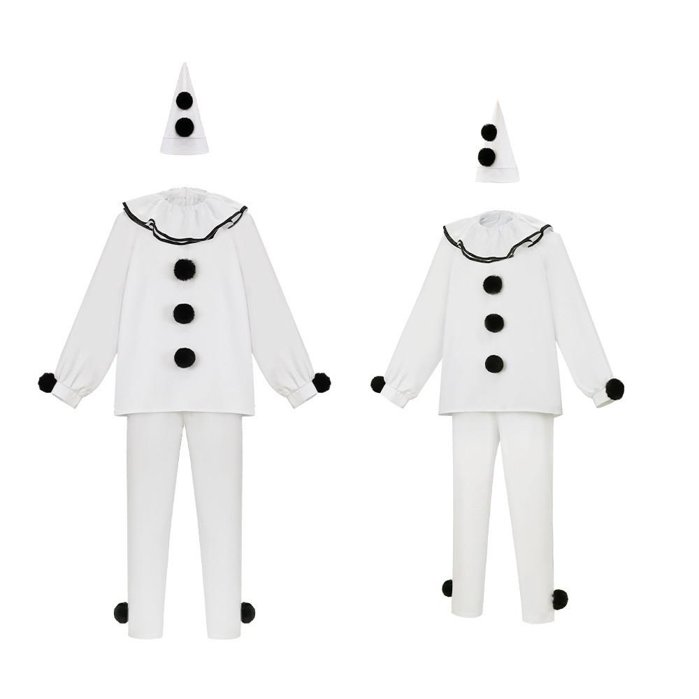 Pierrot Clown Costume For Themed Parties And Cosplay Events With Comfortable Polyester Material