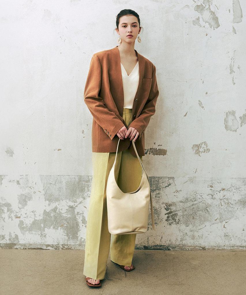 Barneys Newyork 26Ss Collarless Linen Jacket Camel Brown