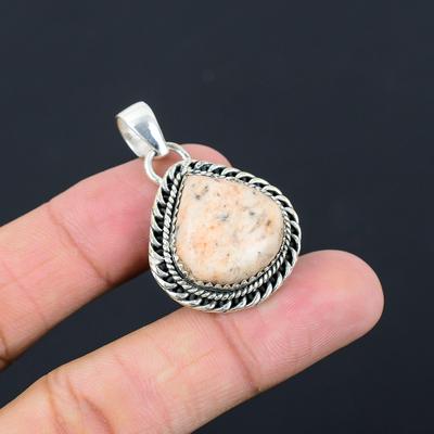 Mothers Day Deal Sacral Chakra Sunstone Gemstone 925 Silver Wedding Boho Pendant