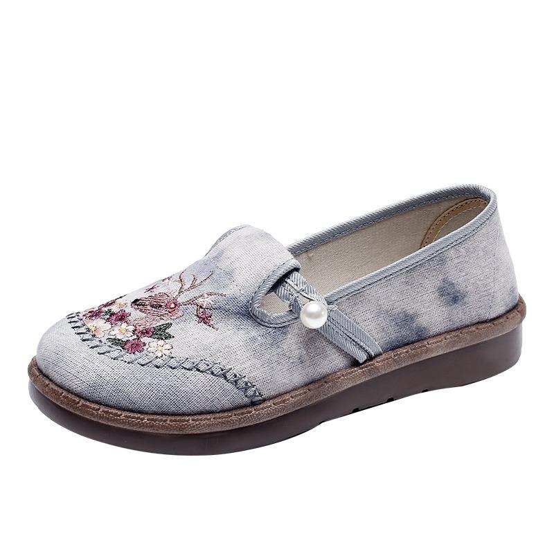 Shoes Women's New Versatile Spring Embroidered Shoes Beijing Cloth Shoes Women's Hanfu Shoes Casual Shoes
