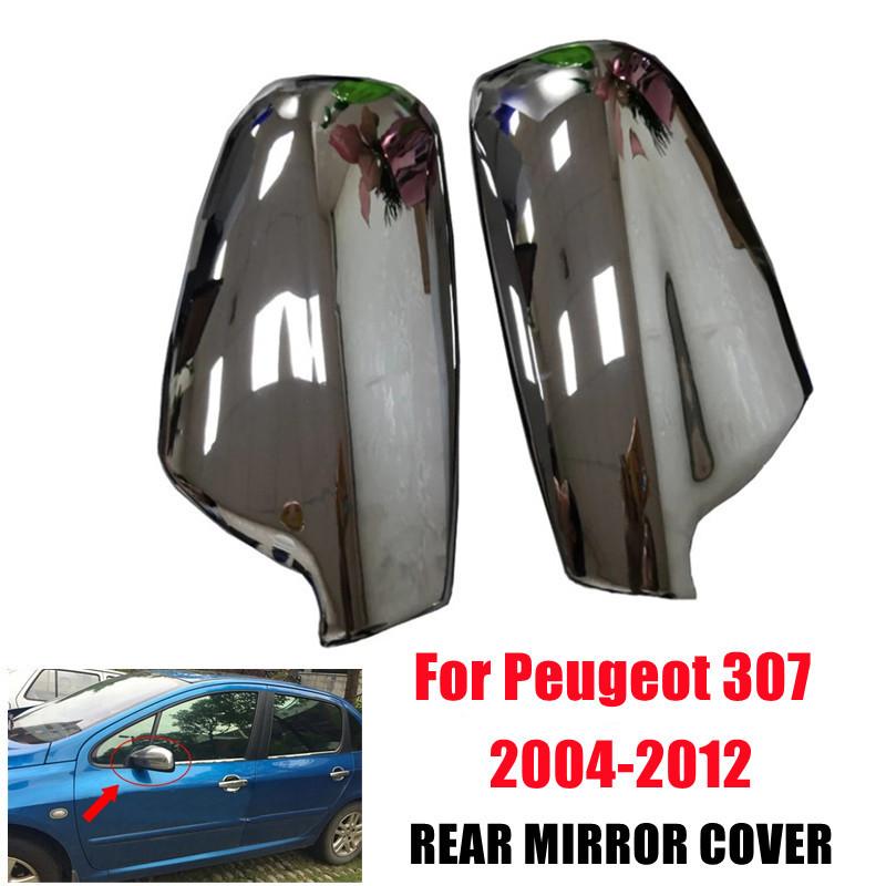 For Peugeot 307 CC SW 407 2004-2012 ABS Chrome Car Rearview Side Mirror Cover Wing Cap Exterior Door Housing Shell Trim