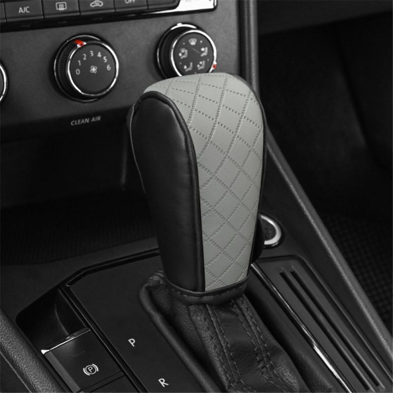 Universal Perforated Breathable Cowhide Gear Cover For Automotive Products Carbon Fiber Patterned Leather Gear Cover