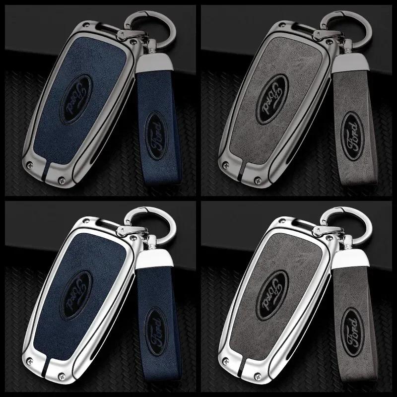 Car Sticker 2026 Hot For Ford New Leather Car Key Case Cover Shell For Ford Fusion Edge Mustang Explorer Expedition Bronco Ecosp