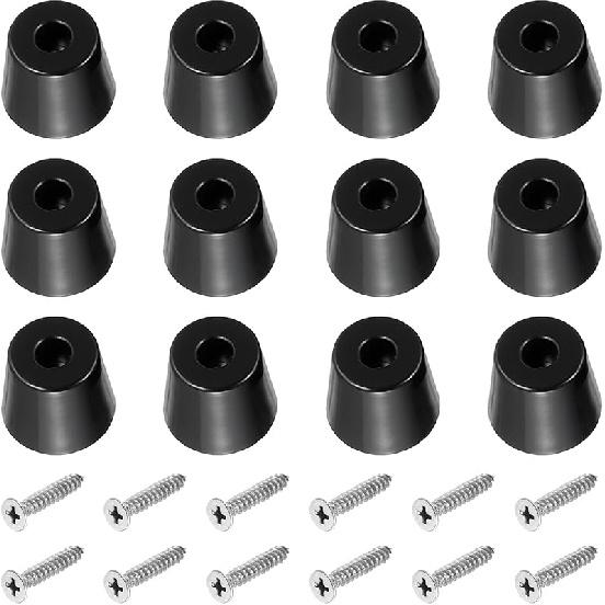 PATIKIL Cutting Board Feet, 12 Pack Round Rubber Feet Bumpers Non Slip Bumper Pads with Stainless Steel Screws for Furniture Chairs Desks Electronics