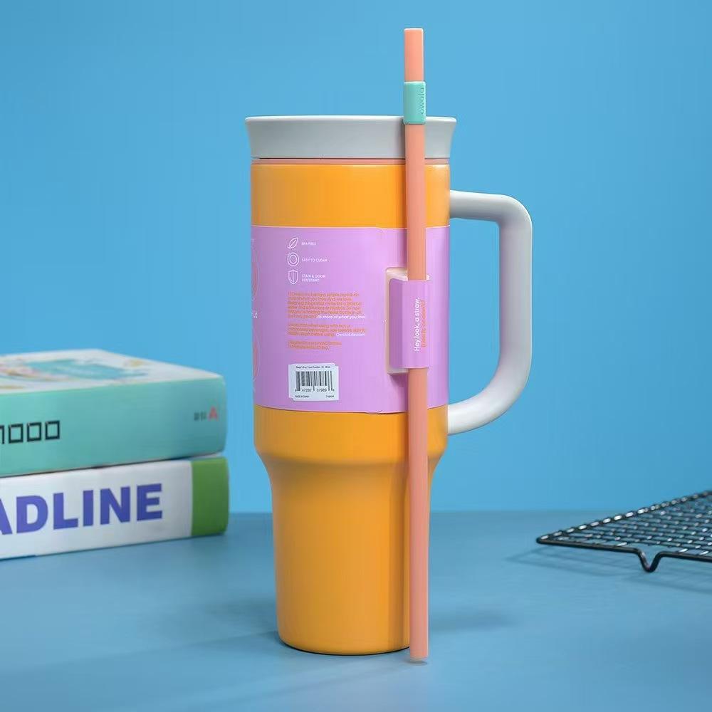 

Large capacity 40oz car cup stainless steel thermos cup car handle ice vacuum insulation pot 1200ML помаранчевий