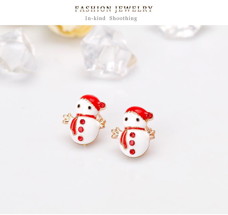 Women Christmas Snowman Ear Studs Cute Cartoon Earrings Jewelry Ornaments for Ladies