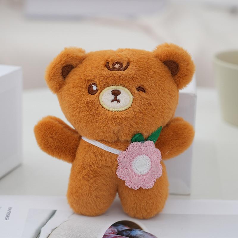 Adorable Plush Teddy Bear Keychain Cuddly Stuffed Animal Bag Charm Cute Key Holder