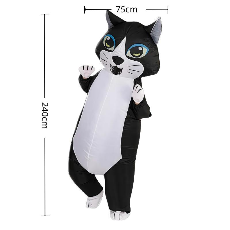 Halloween Inflatable Black and Orange Cat Costume for Role-Playing One Size