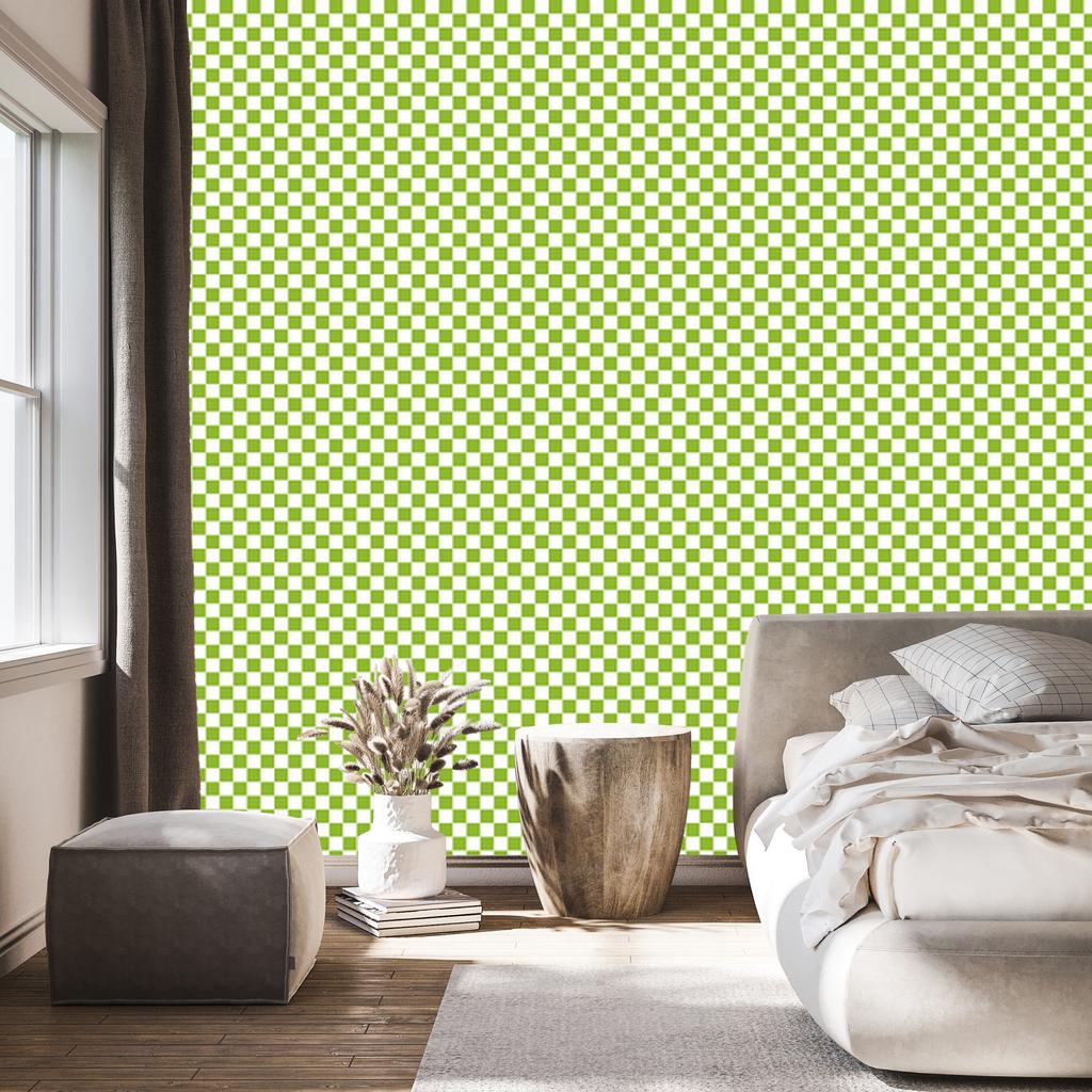 Checkerboard wallpaper lime and white, lime background 50x1000