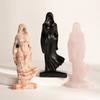 Natural Crystal Female Ghost Carving Polished Stone Hooded Spirit Figurine Halloween Decor Healing Crystal Gift