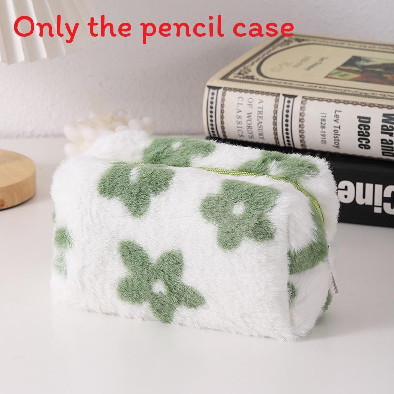 Korean Cute Cartoon Pen Case For Students With Plush Material For School Supplies Organizer